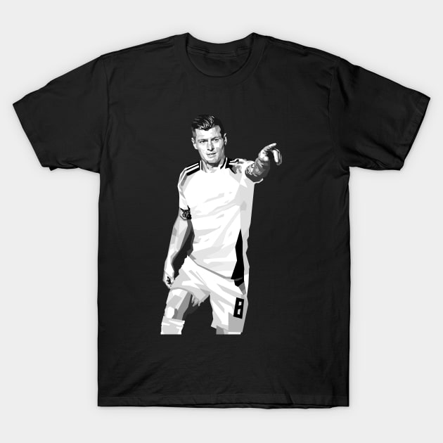 Toni Kroos Germany grayscale Pop art illustration fan art T-Shirt by RJWLTG